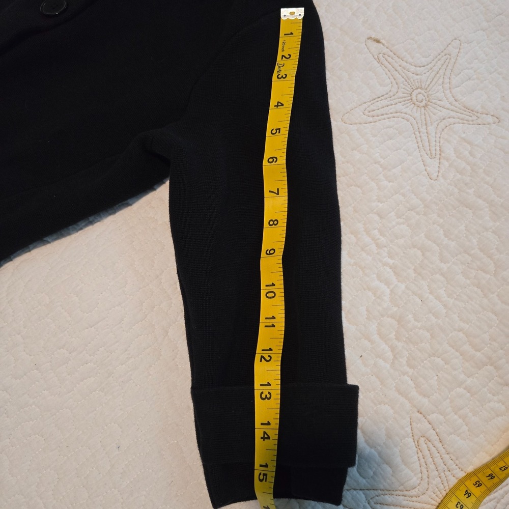 Talbots Sweater Blazer Women Large Black Double Breasted Cropped Knit 3/4 Sleeve - Picture 11 of 11